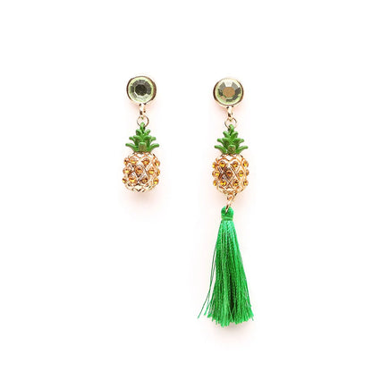 Jaimie Earrings Gold & Small Pineapple Tassel Earrings Simple Silver Earrings 925 Stud Earrings Asymmetric Fruit Earrings For Women