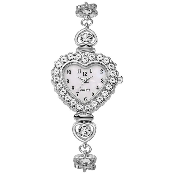 Alloy Fashionable Heart Shape Dial Bracelet Watch With Lobster Clasp