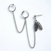 Alloy Feather And Leaf Cross Chain Drop Earrings With Electroplated Tassel Ear Clip Design For Men And Women