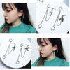 Alloy Feather And Leaf Cross Chain Drop Earrings With Electroplated Tassel Ear Clip Design For Men And Women