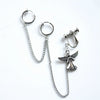 Alloy Feather And Leaf Cross Chain Drop Earrings With Electroplated Tassel Ear Clip Design For Men And Women
