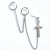 Alloy Feather And Leaf Cross Chain Drop Earrings With Electroplated Tassel Ear Clip Design For Men And Women
