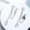 Alloy Feather And Leaf Cross Chain Drop Earrings With Electroplated Tassel Ear Clip Design For Men And Women