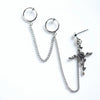 Alloy Feather And Leaf Cross Chain Drop Earrings With Electroplated Tassel Ear Clip Design For Men And Women