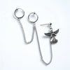 Alloy Feather And Leaf Cross Chain Drop Earrings With Electroplated Tassel Ear Clip Design For Men And Women