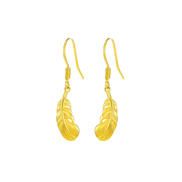 Alloy Feather Fashion Tassel Ear Hook Earrings With Electroplating For Women