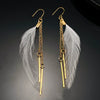 Alloy Feather Retro Long Chain Tassel Earrings For Women Electroplated