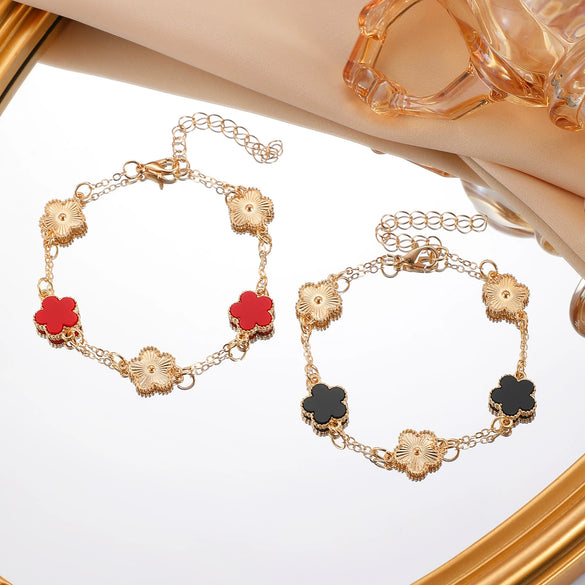 Alloy Fiveleaf Flower Electroplated Women's Bracelet