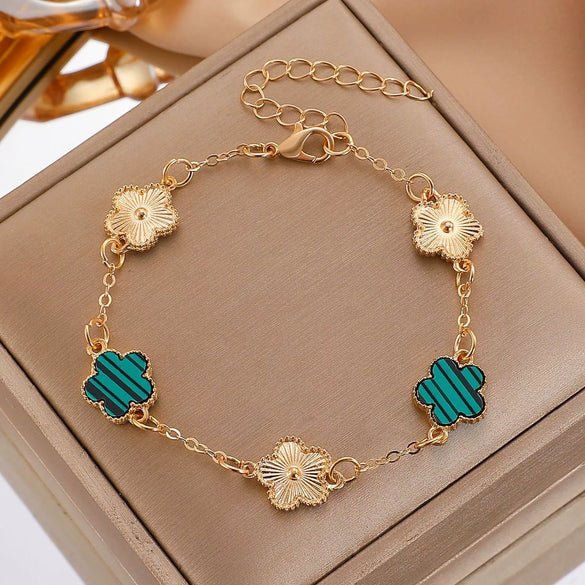 Alloy Fiveleaf Flower Electroplated Women's Bracelet