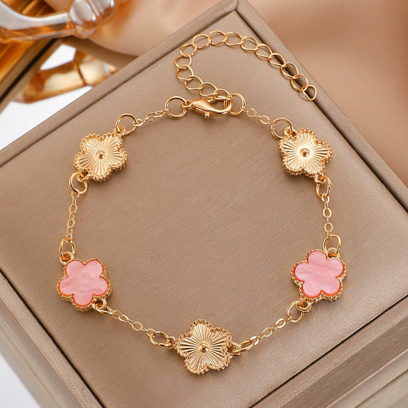 Alloy Fiveleaf Flower Electroplated Women's Bracelet