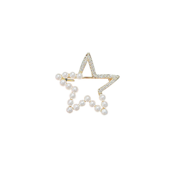 Alloy Fivepointed Star Cut Out Brooch Electroplated Simple Style Ladies Accessories