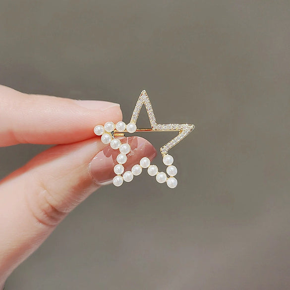 Alloy Fivepointed Star Cut Out Brooch Electroplated Simple Style Ladies Accessories