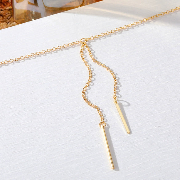 Alloy Fivepointed Star Long Pendant Multilayer Women's Fashion Necklace With Zircon And Geometric Design
