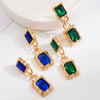 Alloy Flamingo Diamondencrusted Earrings With S925 Silver Needle Square Multilayer Design For Women