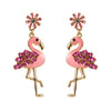 Alloy Flamingo Diamondencrusted Earrings With S925 Silver Needle Square Multilayer Design For Women