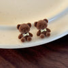 Alloy Flocking Animal Cartoon Bow Plush Bear Women's Earrings