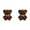 Alloy Flocking Animal Cartoon Bow Plush Bear Women's Earrings