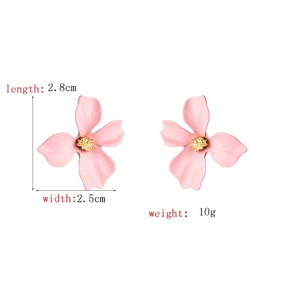 Alloy Flower Baking Paint Small Fresh Exaggerated Elegant Women's Earrings