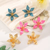 Alloy Flower Dripping Oil Earrings For Women Retro Elegant Fashion Little Fresh Style