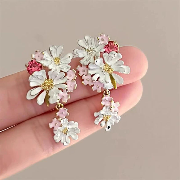 Alloy Flower Dripping Oil Style Earrings