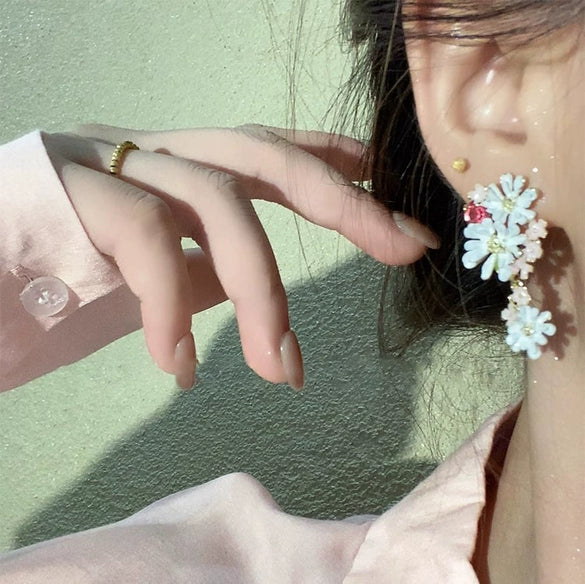 Alloy Flower Dripping Oil Style Earrings