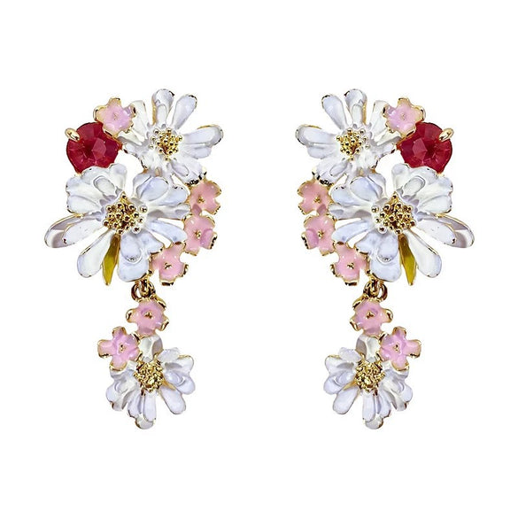 Alloy Flower Dripping Oil Style Earrings