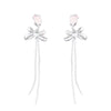 Alloy Flower Dripping Oil Sweet Style Rose Bow Tassel Earrings For Women
