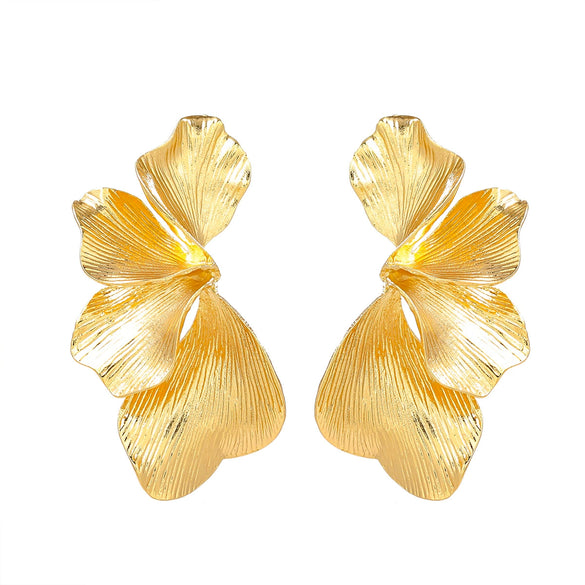 Alloy Flower Earrings For Women Electroplated Trendy Style
