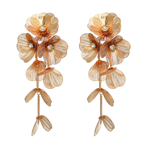 Alloy Flower Earrings For Women Styling With Diamond Design