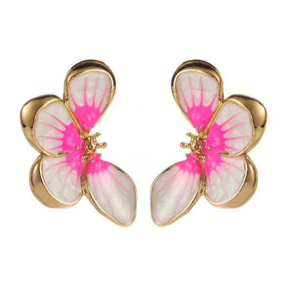 Alloy Flower Earrings Retro Baroque Style Electroplated For Women