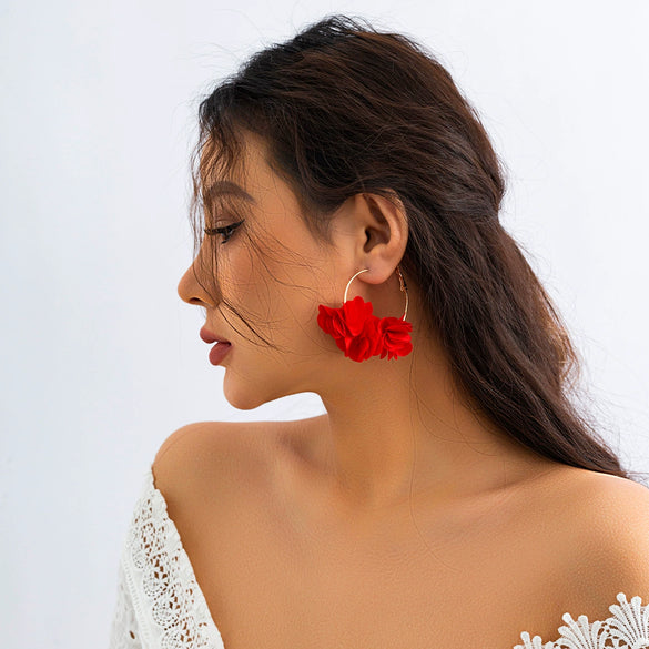 Alloy Flower Earrings With Electroplating Treatment