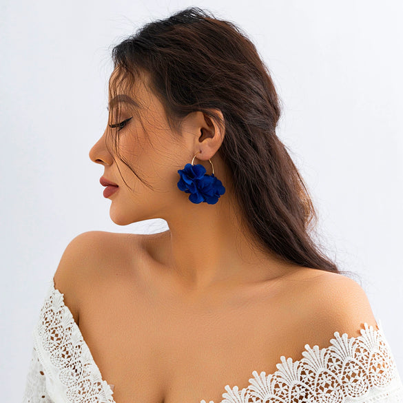 Alloy Flower Earrings With Electroplating Treatment