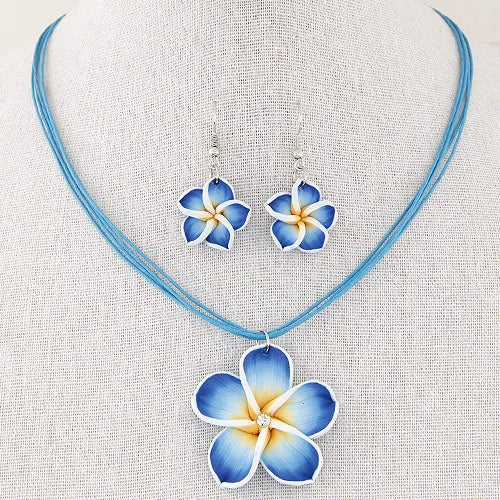 Alloy Flower Electroplated Jewelry Set Necklace And Earrings