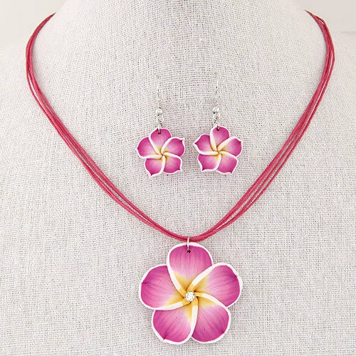 Alloy Flower Electroplated Jewelry Set Necklace And Earrings