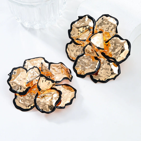 Alloy Flower Electroplating Women's Trendy Exaggerated Earrings