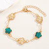 Alloy Flower Fiveleaf Clover Electroplated Bracelet Jewelry For Women And Unisex Or Couple Style