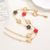 Alloy Flower Fiveleaf Clover Electroplated Bracelet Jewelry For Women And Unisex Or Couple Style