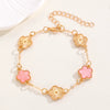 Alloy Flower Fiveleaf Clover Electroplated Bracelet Jewelry For Women And Unisex Or Couple Style