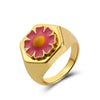 Alloy Flower Heart Ring Retro Creative Dripping Oil Women's