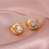 Alloy Flower Heart Ring Retro Creative Dripping Oil Women's