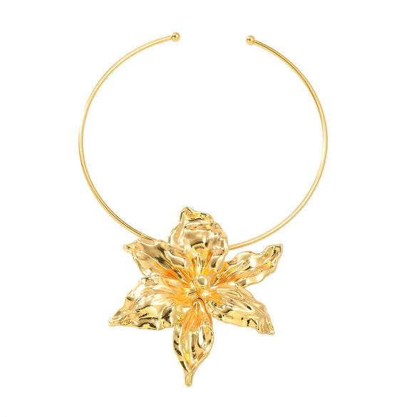 Alloy Flower Hip Hop Women's Necklace With Snake Bone Chain