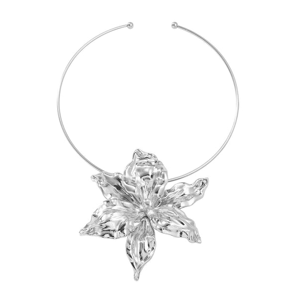 Alloy Flower Hip Hop Women's Necklace With Snake Bone Chain