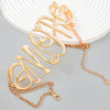 Alloy Flower Letter Necklace Electroplated Snake Bone Chain For Women Retro Hiphop Exaggerated Style