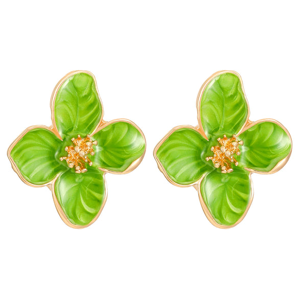 Alloy Flower Pattern Dripping Oil Women's Earrings