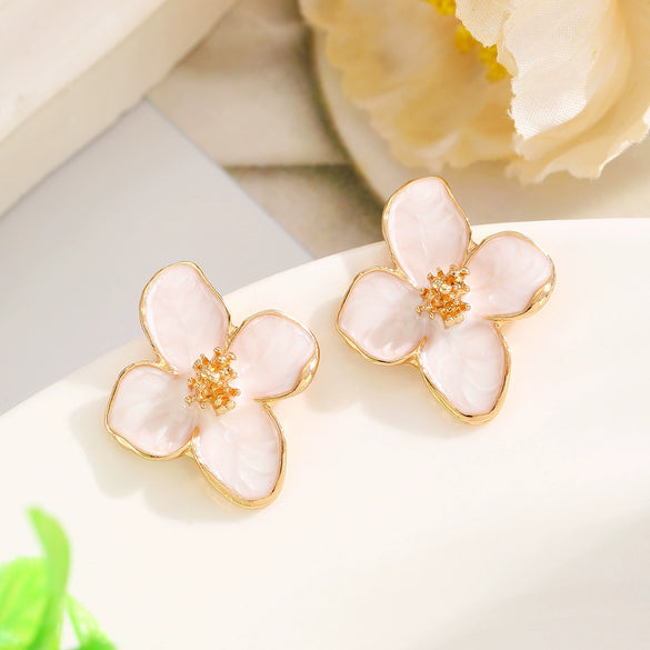 Alloy Flower Pattern Dripping Oil Women's Earrings