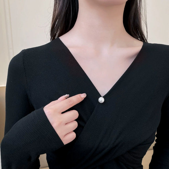 Alloy Flower Pattern Electroplated Women's Fashion Light Luxury Imitation Pearl Bow Brooch Suit Accessories