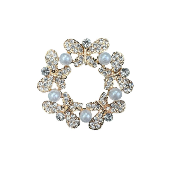 Alloy Flower Patterned Diamondencrusted Electroplated Brooch Knot Buckle For Women And Unisex Dualpurpose Antislip Pin