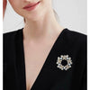 Alloy Flower Patterned Diamondencrusted Electroplated Brooch Knot Buckle For Women And Unisex Dualpurpose Antislip Pin