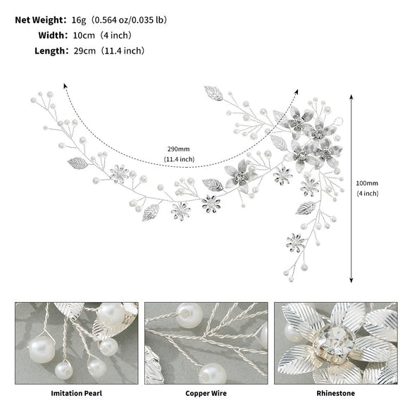 Alloy Flower Pearl Hair Band Women's Retro Bridal Hair Accessories