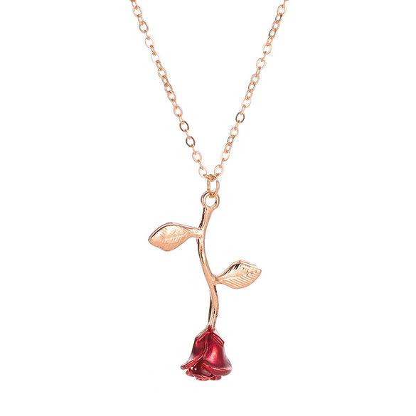 Alloy Flower Pendant Clavicle Necklace With Electroplating And Cross Chain Style For Ladies